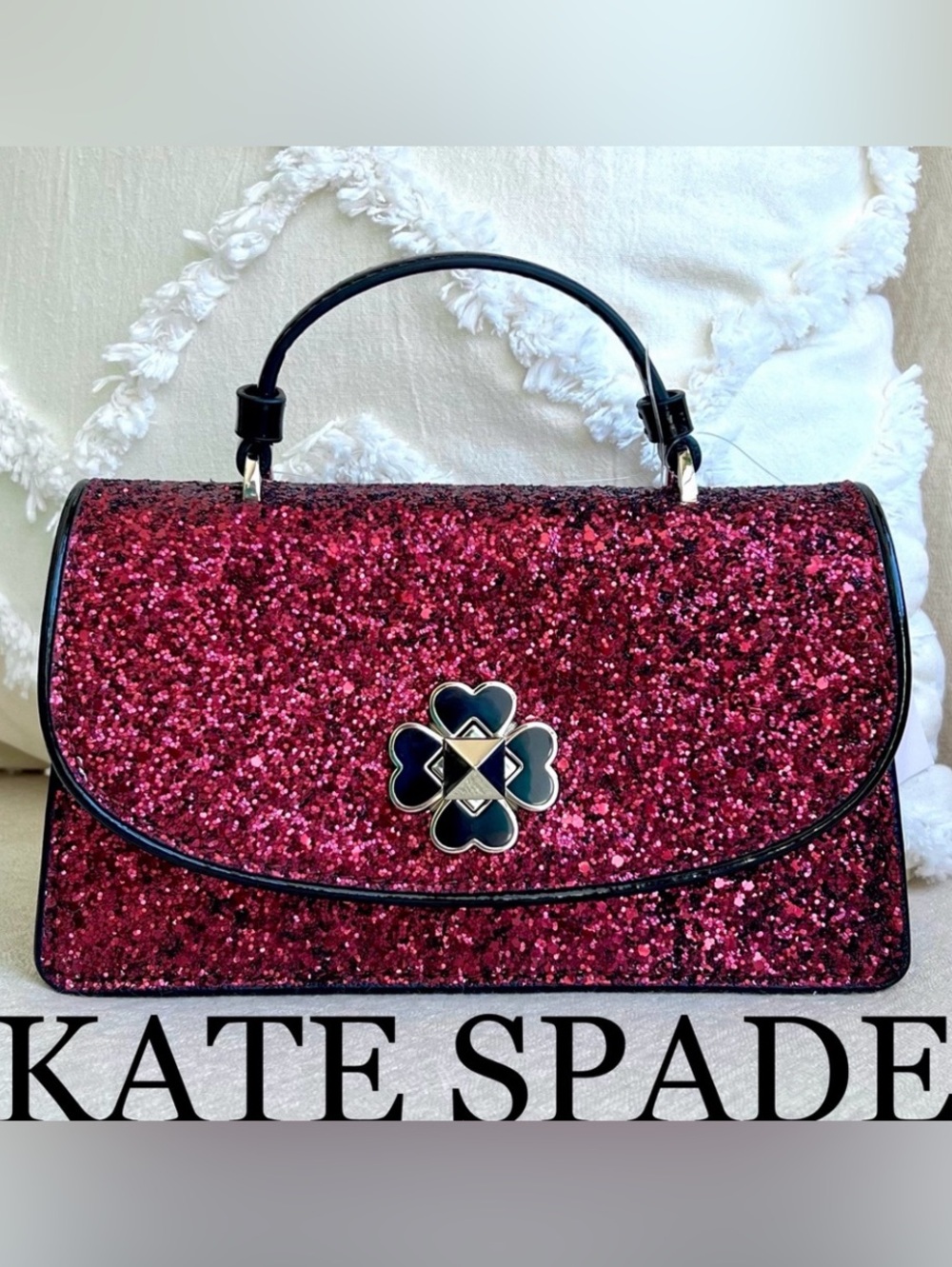 KATE SPADE Odette GLITTER MINI top handle crossbody bag blkcherry